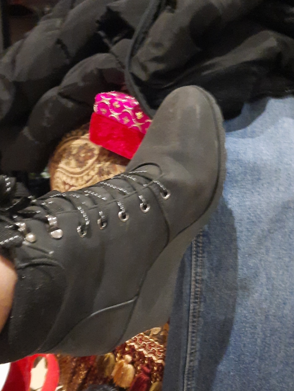 NWT BLACK ANKLE HIGH HEELS BOOTIES BOOTS SHOOTIES SEXY LACE UP SIZE 8